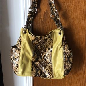 Kathy van zeeland yellow snakeskin purse